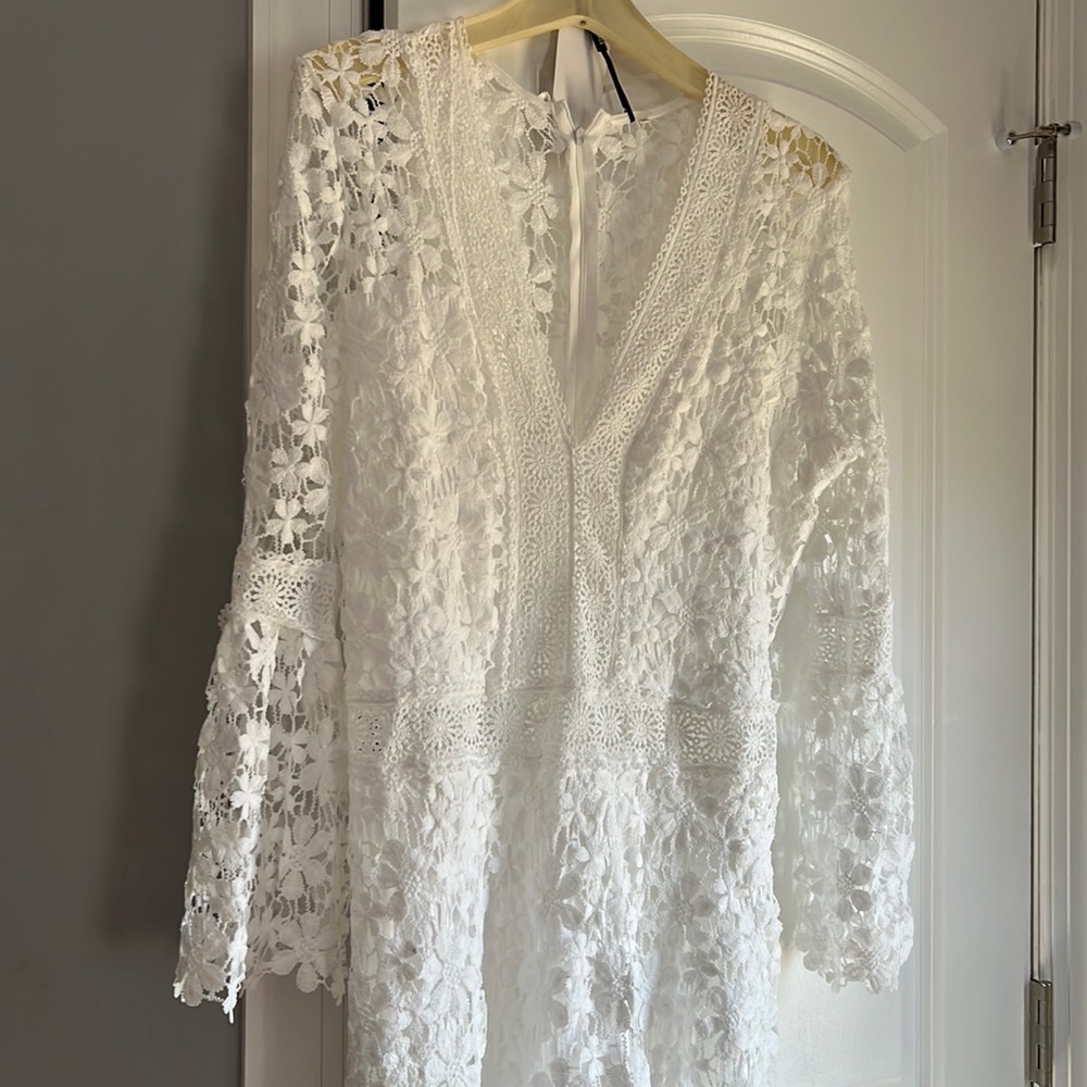 Lace midi white dress
